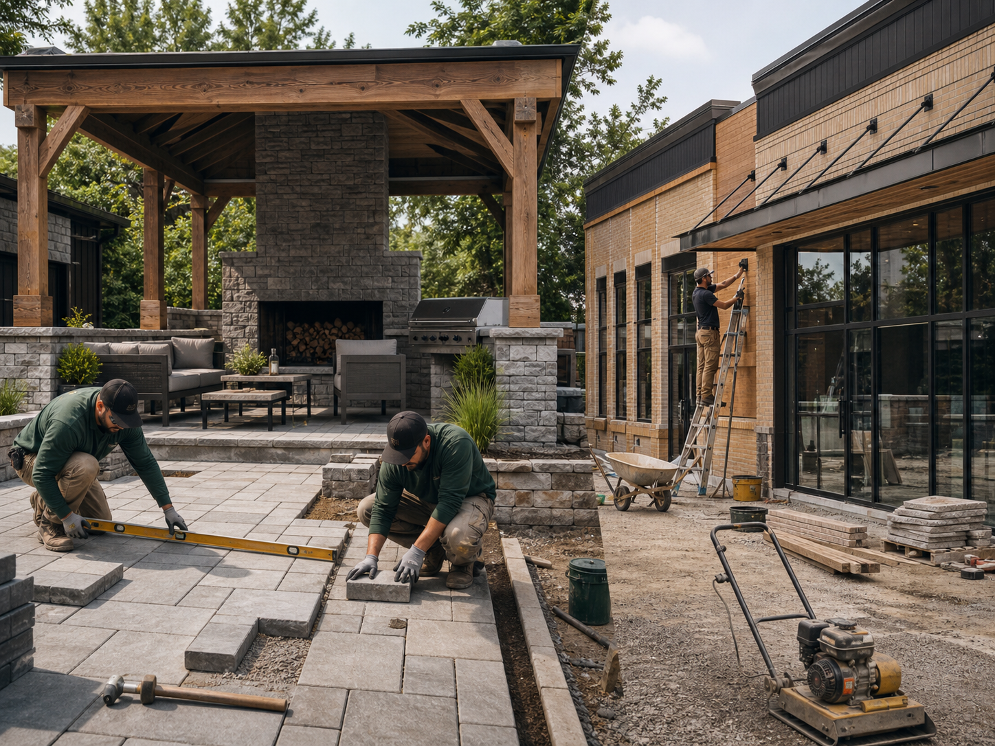 Hardscape and commercial exterior construction in progress