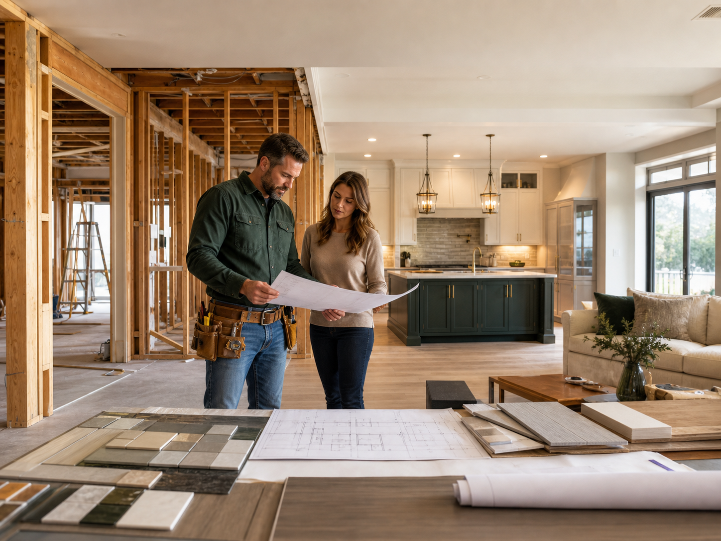 Interior remodel with plans and finish materials